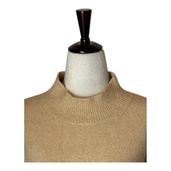 Magaschoni Sweater Women Small Tan Knit Wool Blend Mock Neck Pullover - Picture 4 of 10